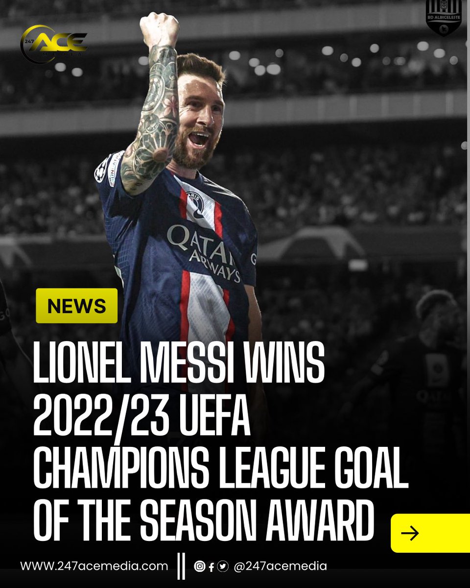 Argentine ace Lionel Messi has won the 2022/23 UEFA Champions League goal of the season award.

The goal he scored against Benfica in the first leg of Paris Saint-Germain’s Group H encounter was revealed to be the best goal of the tournament in a Tweet by UEFA. #Psg  #messi https://t.co/UMKiWIdvTr