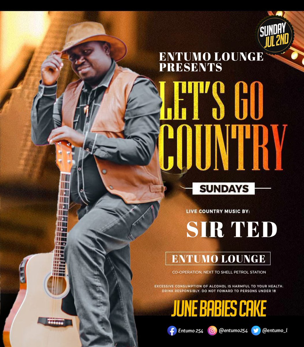⚡️Dust your cowboy/girl hats👒&boots👢 ready for an amazing&wild country ride this Sunday....yee-haw🐎 ⚡️There will be cake cutting for all June babies.....boom💥 Entumo Lounge ⏩Another Place.....Another World⏪ #entumo254 #entumolounge #waiyakiwaysfinest #countrysundays❤️