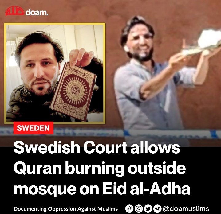 HaalaHumayunQ's tweet photo. Helplessness or deliberate silence?
Another incident of desecration of the Holy Quran in Sweden is less to be condemned - under the guise of freedom of speech, racists cannot be given a license to spread Islamophobic and racist policies. #BoycottSweden
#NoToIslamophobia
SHAME!!! https://t.co/EBMBwv9pyP