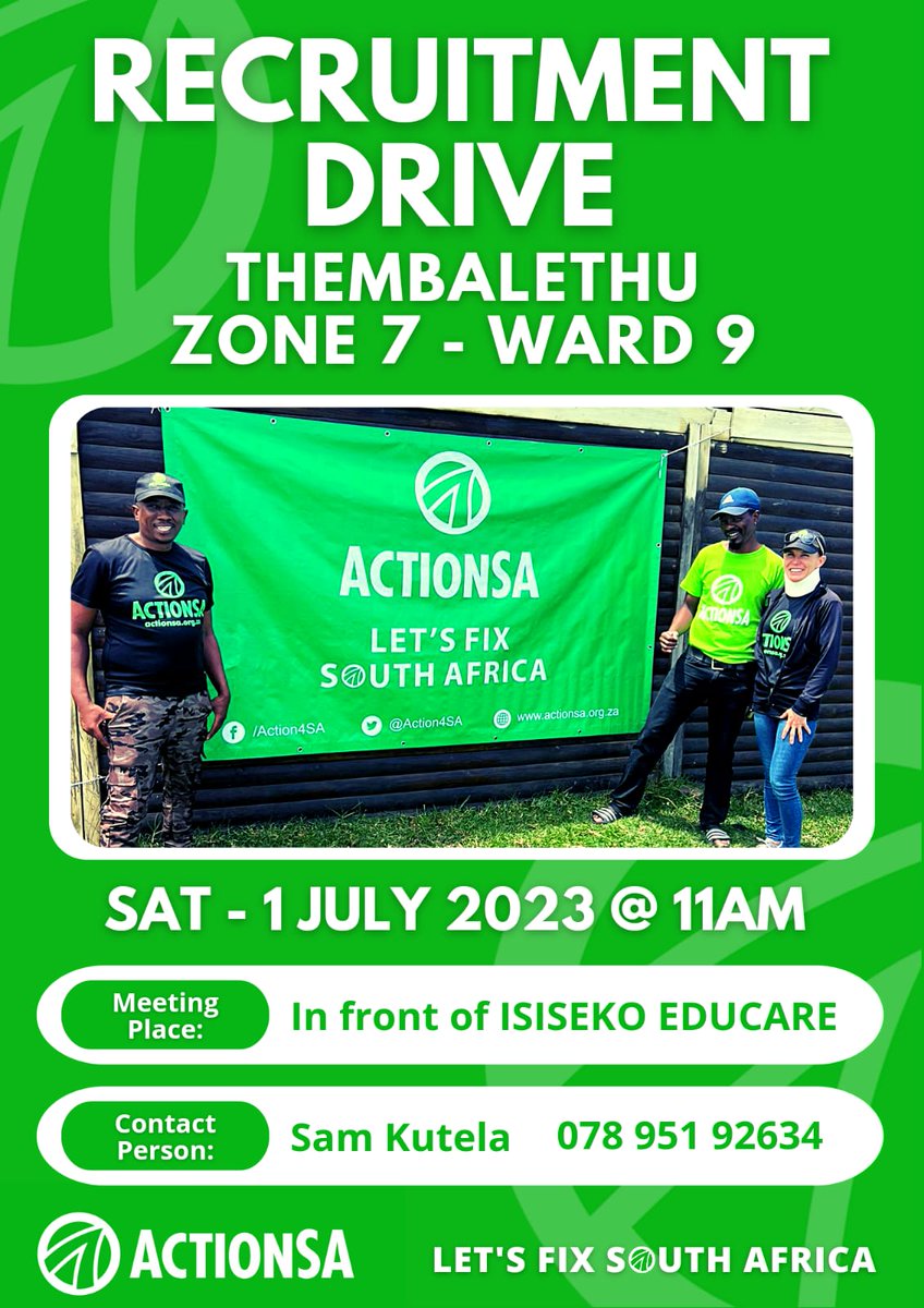 ActionSA_WC's tweet photo. WC Saturday Calender, not all campaigns have posters #Project2024 #WhereWeGoWeGrow #WeAreTheChange @HermanMashaba @go2Michelle @MmQwashu @JohnMoodeyGP @ZintleK_deLange @AntoinetteLoff1 🇿🇦💚 https://t.co/lVP4sRaFJF