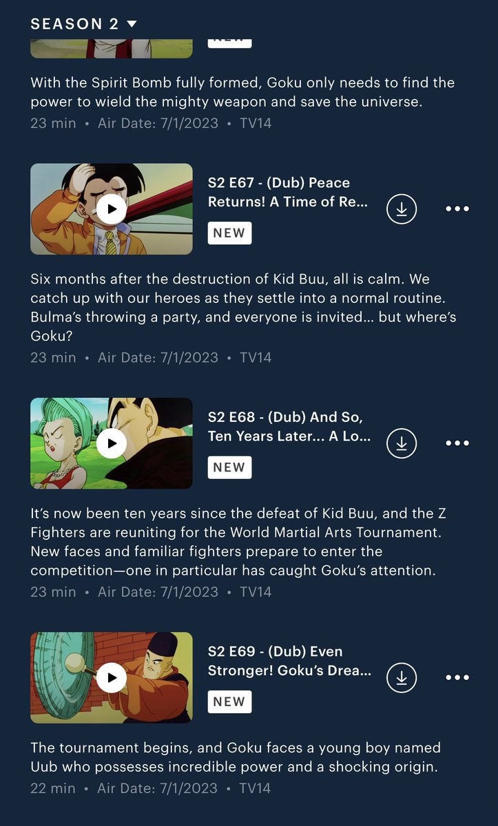 GokutoX's tweet photo. Hulu announced they were getting Dragon Ball Z Kai “season 1” but I’m very happy to report that they actually added the entire thing, Boo included :) https://t.co/0s7n9QY3Ml