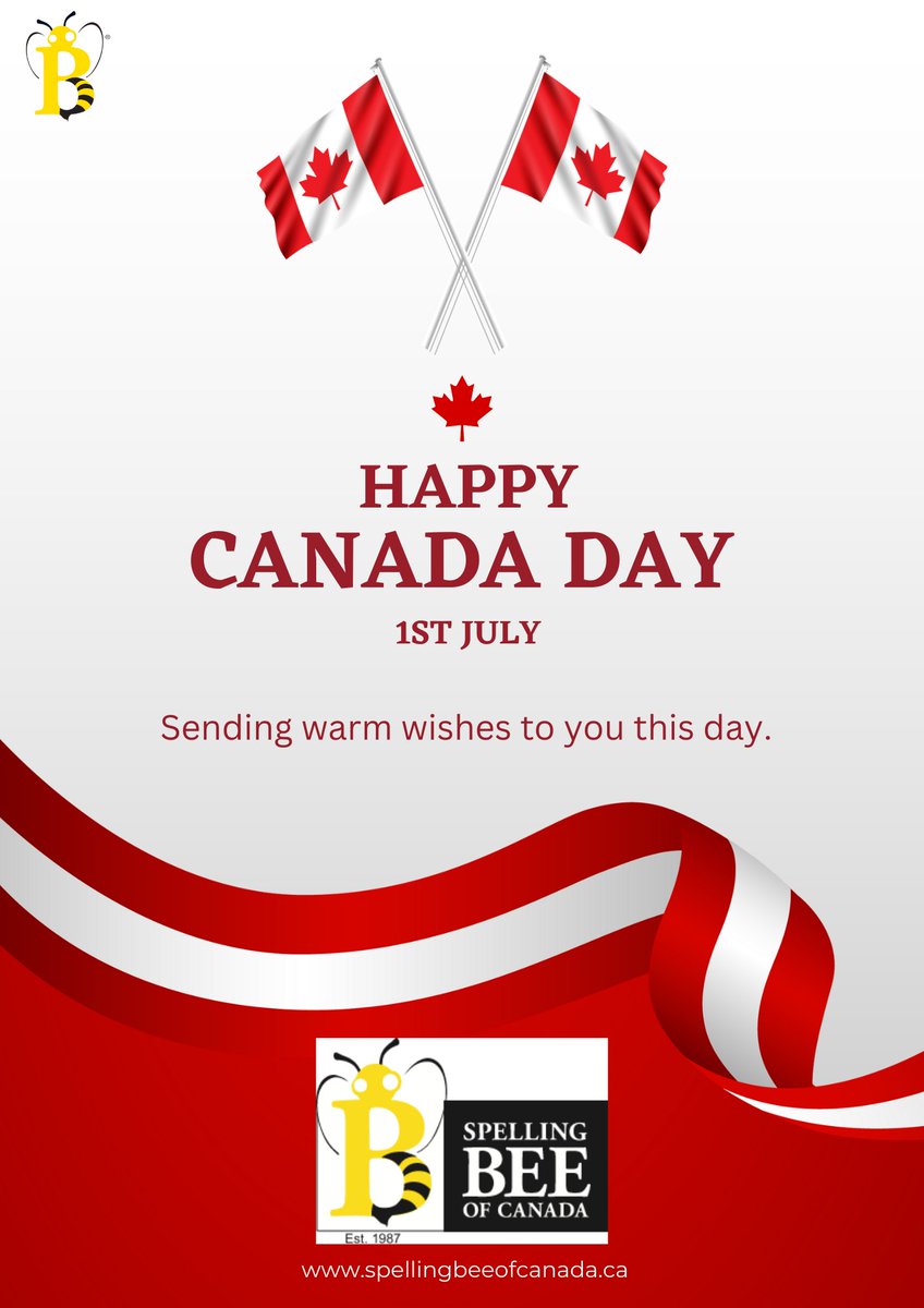With our hearts rising with patriotic love and pride in the unity of our great Nation Canada, Spelling Bee of Canada wishes you a wonderful National Canada Day ! 

Have yourselves a very lovely celebration 🎉

#canadaday 
#july1st