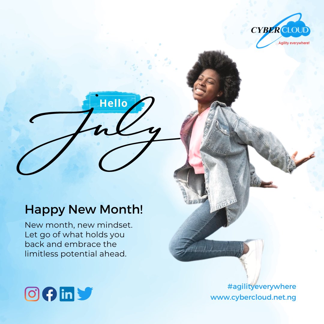 cybercloudnaija's tweet photo. Hello, July! 🌞 Wishing you all a month filled with sunshine, joy, and unforgettable moments. ☀️💫 

#HelloJuly #newmonthvibes #cybercloud https://t.co/FnSCF0ttAK
