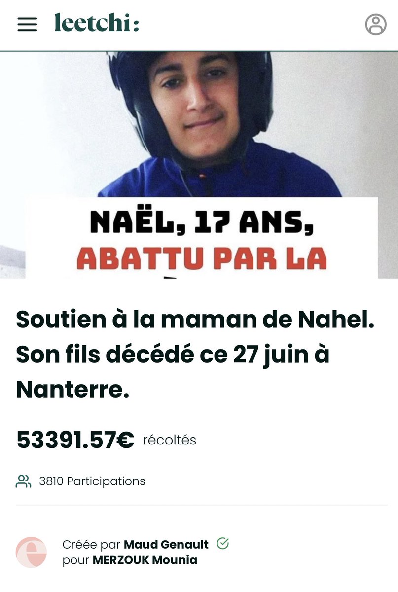 Elies13700's tweet image. La cagnotte pour le policier qui a tué Nahel a 127 700€ tandis que celle pour la famille a 53 300€ ca dégoûte