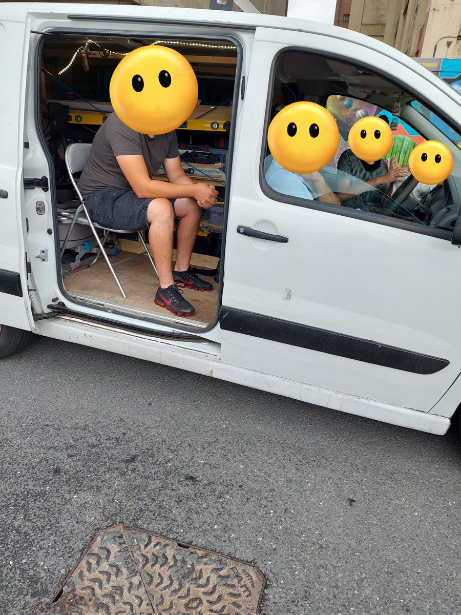 NSRAPT's tweet photo. #PHQRPU stopped this van in #Ipswich. Three TORs were issued for the following offences:
1 x no insurance 
1 x no licence 
3 x seat belt 
1 x dangerous condition
This included for and child not restrained correctly. Van seized. @DriveInsured #Sc9294 #Pc1202  @SPVolunteers https://t.co/wVD5VoNSnf