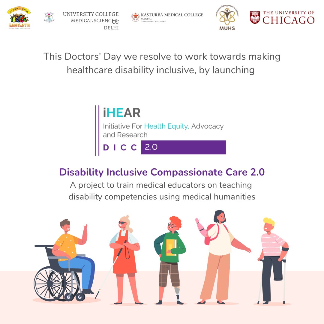 This #DoctorsDay we are proud to announce our latest project with @UChicago @UCMSofficial @kmc_manipal and @MuhsPro that aims to teach #disability competencies for health professionals using tools from #medicalhumanities such as poetry, theatre of the oppressed, graphic medicine.