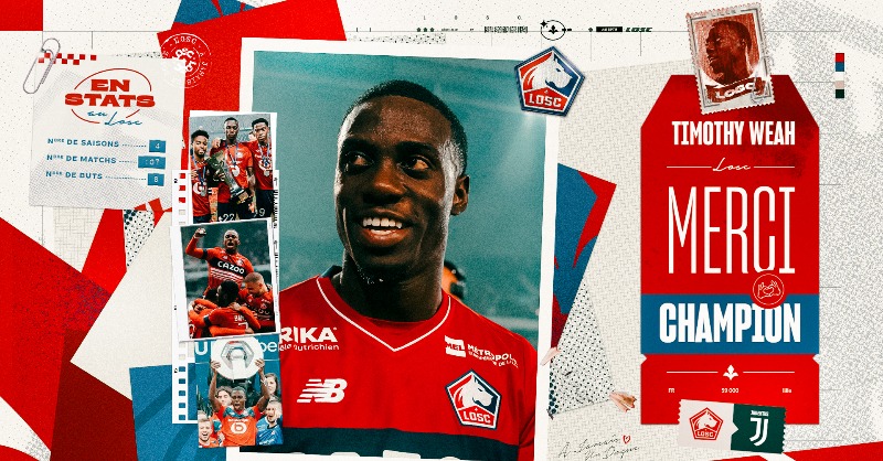 losclive's tweet photo. Le LOSC confirme ce jour le transfert de Timothy Weah à la @juventusfc 🇮🇹

Après quatre saisons et deux titres dont celui de Champion de France 🏆, notre American Boy poursuivra sa carrière de l'autre côté des Alpes.

You'll be a Dogue forever, Tim ! 🔴⚪️