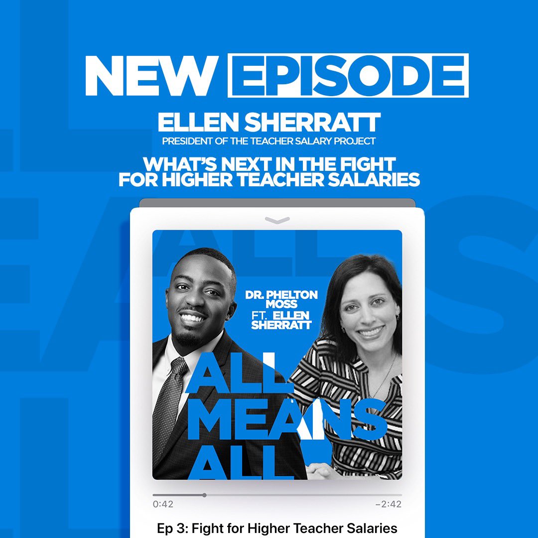 I’ve got a new podcast episode out today  and this time I am talking teacher salaries! This riveting episode of the ALL Means All Podcast brings together two experts to dive into what's next in the fight for higher teacher salaries!  @teachersalary @EllenSherratt