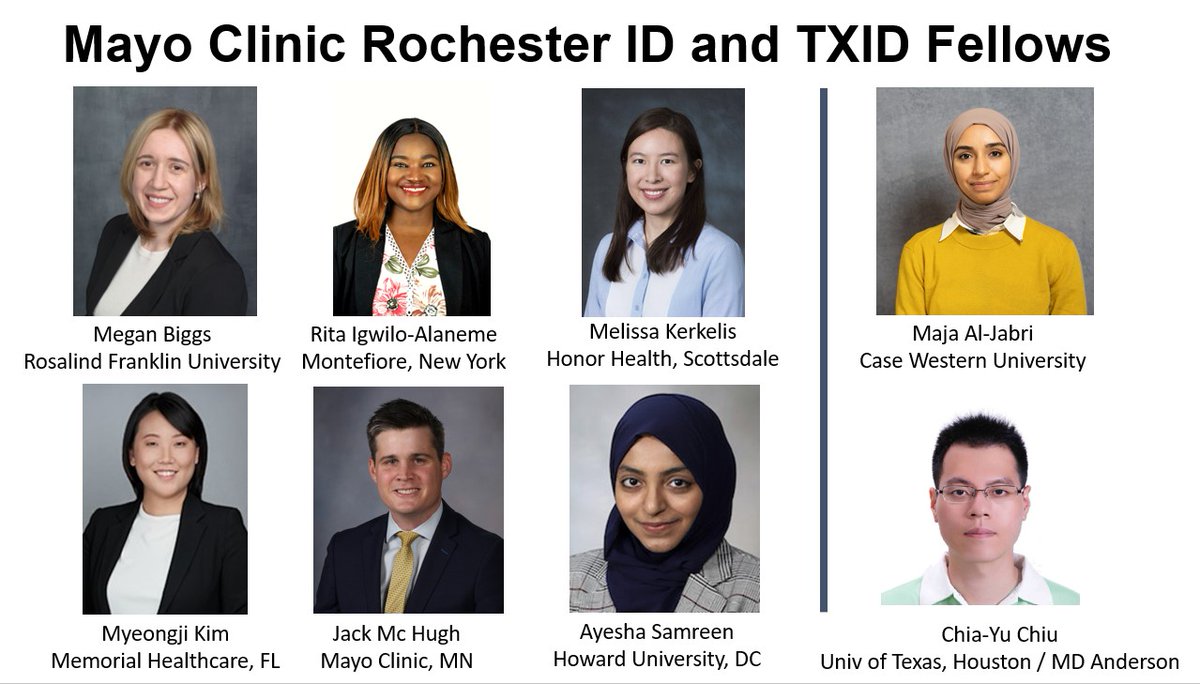 #MayoIDFellowship welcomes the incoming General ID Fellowship Class of 6 outstanding physicians and the incoming Transplant ID Class of 2 outstanding ID physicians. We are very glad to welcome you to the Mayo Clinic family!