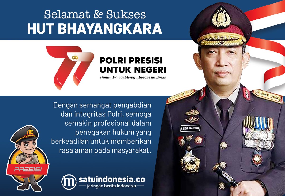 ekosahus's tweet photo. Selamat dan sukses, HUT ke-77 Bhayangkara Tahun 2023. Sehat selalu Pak Kapolri @ListyoSigitP 

#hutbhayangkara77 https://t.co/cn1BCKYm2c