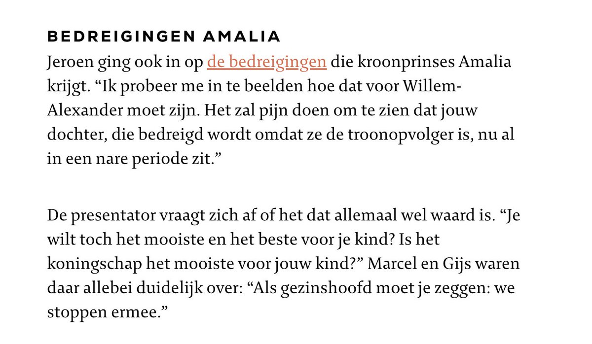 Volkomen eens met Marcel, Gijs en Jeroen. Stoppen met het koningschap is de beste optie voor Willem-Alexander, Amalia en alle nazaten. #jeroenpauw #marcelengijs #bevrijdAmalia