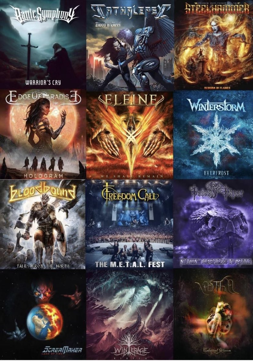 This month is beautiful 

BATTLE SYMPHONY - Warrior's Cry
CATHALEPSY  – Blood And Steel 
STEELHAMMER - Reborn in Flames 
EDGE OF PARADISE - Hologram
ELEINE - We Shall Remain
WINTERSTORM – Everfrost 
BLOODBOUND -  Tales From The North
