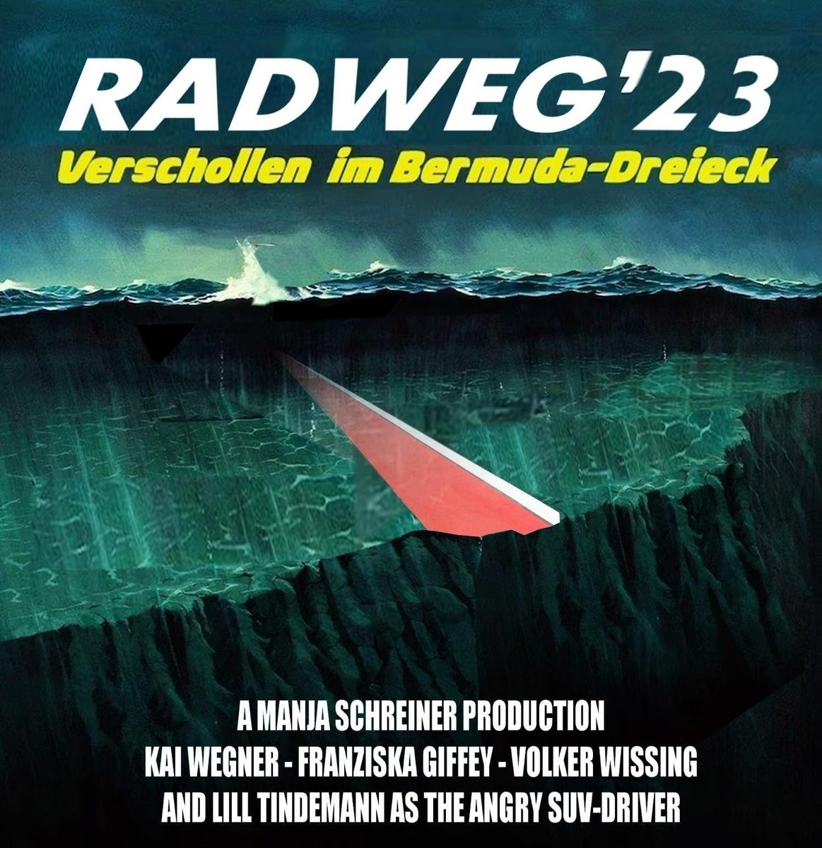 Die Tragödie die sich gerade in #Berlin abspielt, hier als Filmplakat. In den Hauptrollen <a href="/SchreinerManja/">Manja Schreiner</a>, <a href="/SenMVKUBerlin/">Senatsverwaltung MVKU Berlin</a>, <a href="/kaiwegner/">Kai Wegner</a>. Sehe sehenswert , aber noch besser: mitwirken! Holen wir uns die #Radwege zurück!

(Gesehen, für gut befunden, geklaut)