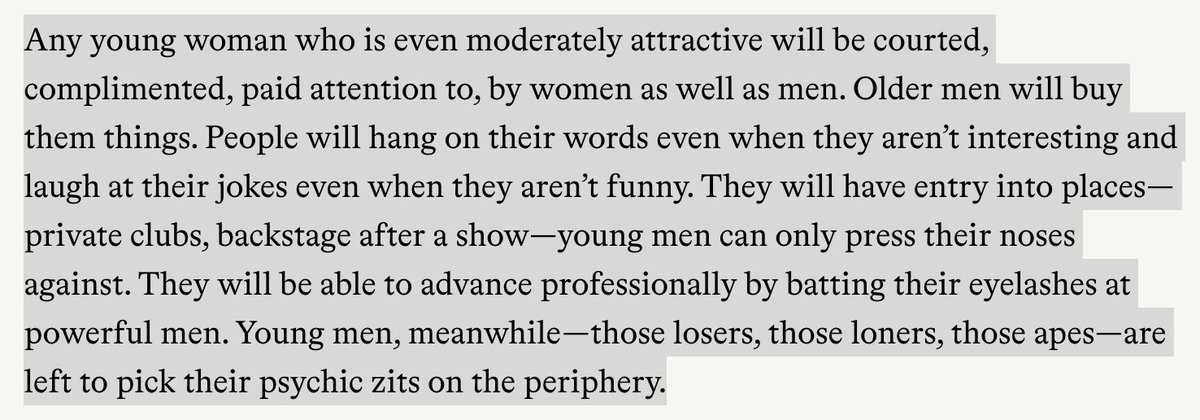 Alice Evans (@_alice_evans) on Twitter photo There’s more sexual demand for young women,
So women have more ‘social power’??
This article is bogus: frustration reverberating in a manosphere of resentment 
Precisely what greater power are young women achieving?
It sets up a false binary of female success and male failure There’s more sexual demand for young women,
So women have more ‘social power’??
This article is bogus: frustration reverberating in a manosphere of resentment 
Precisely what greater power are young women achieving?
It sets up a false binary of female success and male failure