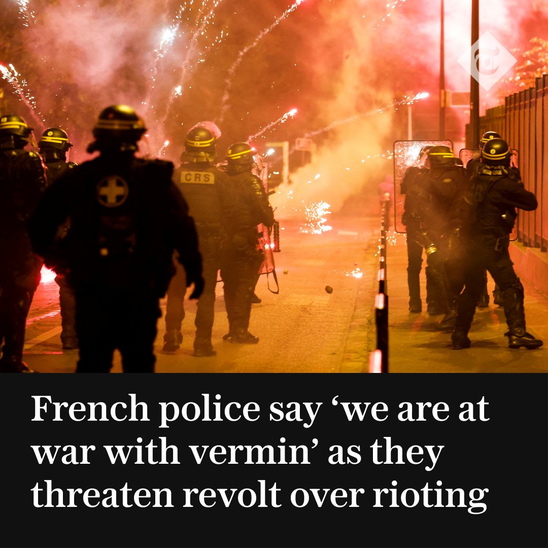 When you call people vermin -DAMN RIGHT rioting is what you DESERVE.

Police don't get to unnecessarily shoot a 17yr old at point blank range, kill him &amp; think nothing of it.

Macron, the French police- France is hub for racists &amp; the system is riddled with it- confirmed UN.