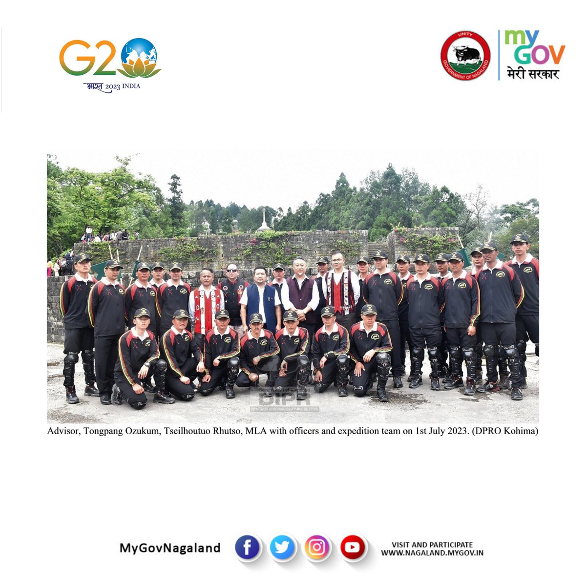 Commemorating 25 Years of Kargil War Victory in 1999 and in remembrance of the fallen brave Naga heroes, the 2nd Naga Regiment organized a Bike Expedition at WW II Cemetery in Kohima on 1st July 2023.
<a href="/dipr_nagaland/">DIPR Nagaland</a>