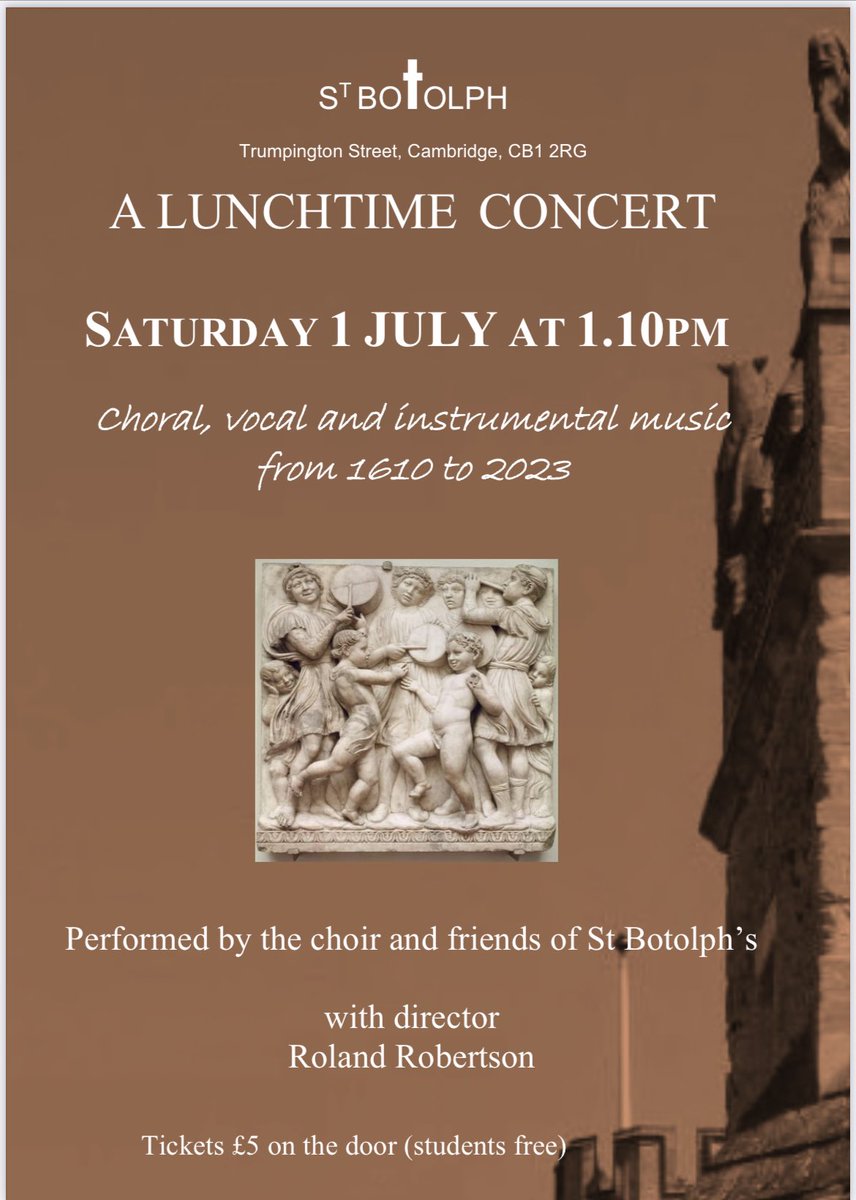 Looking forward to this fabulous concert today at St Botolph’s. A bit of calm and wonderful music for an hour at at lunchtime.