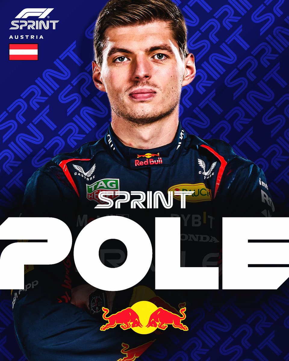 F1's tweet photo. Max Verstappen takes POLE for #F1Sprint! 👏

Sergio Perez takes second with Lando Norris third 

#AustrianGP #F1 https://t.co/dVhs5zKE14