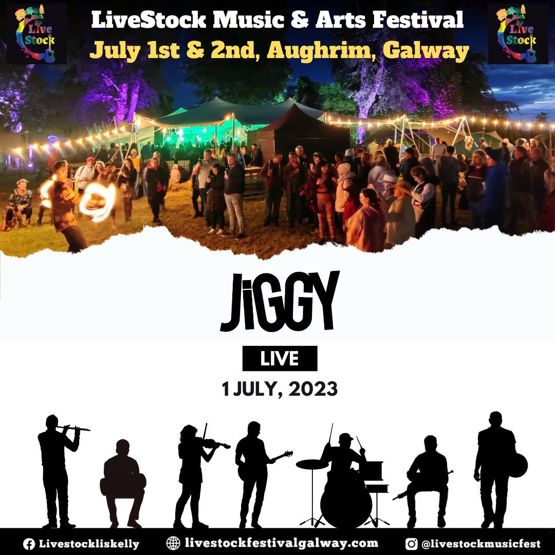 TONIGHT  - Sat, 1st July   

Jiggy at Livestock Music Festival, Aughrim, Co. Galway  

#livestock23 #livestockmusicandartsfestival #july2023 #summer2023 #festival #irishfestival