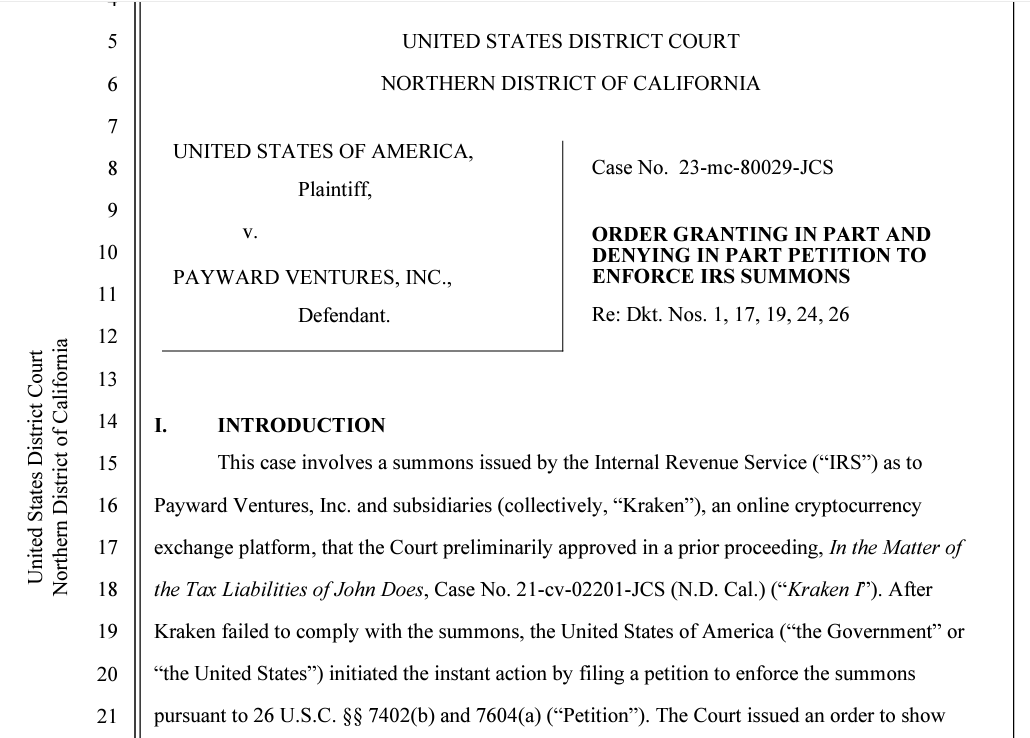 sentosumosaba's tweet photo. "🎶Whatcha gonna do when they come for you..."
Kraken ordered to turn over account information to the Internal Revenue Service (IRS) today. Transactions exceeding $20,000 (calendar year) + names, birthdates, taxpayer ID's, addresses, phone numbers, email addresses, & various other documents.