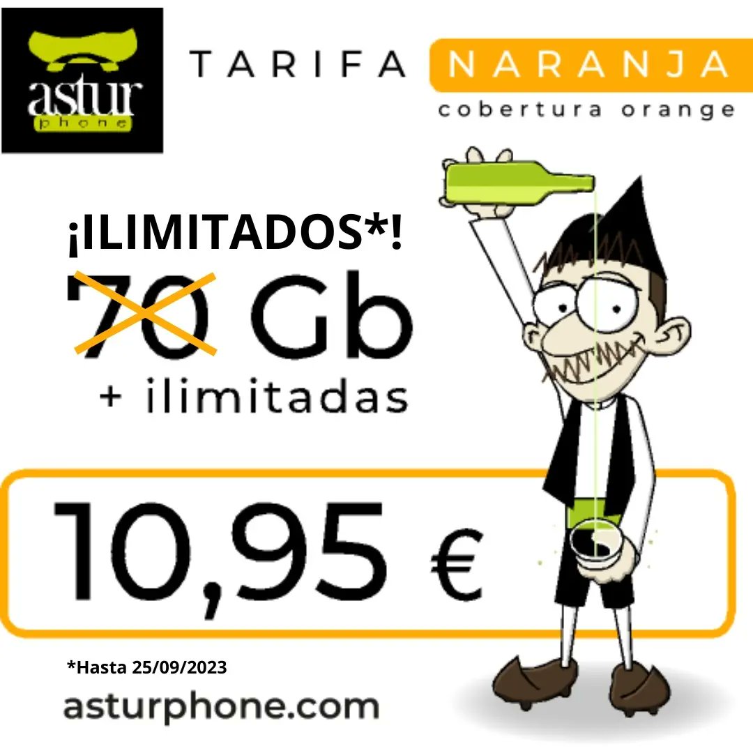 AsturPhone's tweet photo. ¡Y mejor que se va a poner! 

¡Pasate a AsturPhone y disfruta de gigas ilimitados hasta final de septiembre con tu tarifa naranja!

#asturianizate con #AsturPhone #verano #verano2023 #veranolimitado #tarifanaranja #datosilimitados https://t.co/WJiLYaBhoc