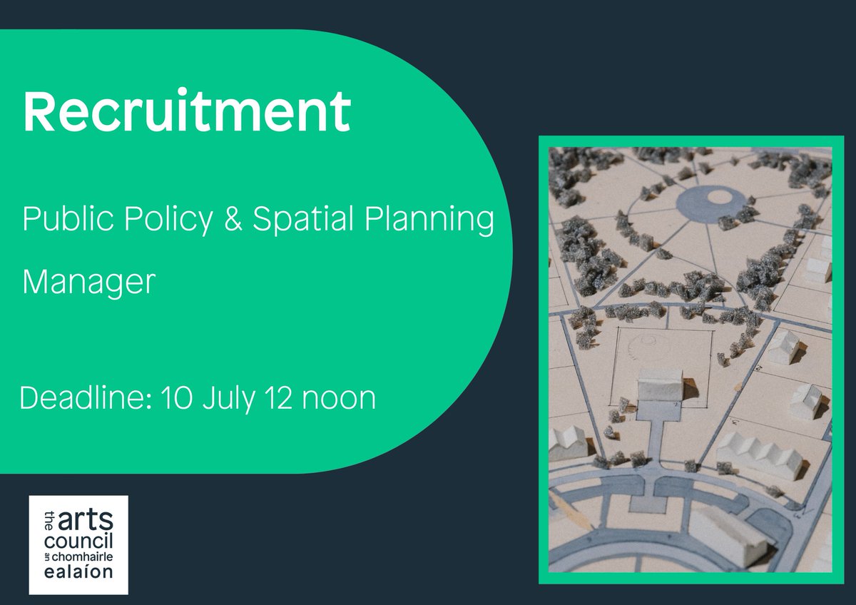artscouncil_ie's tweet photo. Come work with us! 

We are currently accepting applications for an exciting role:

Public Policy and Spatial Planning Manager

Head to our website for more info: 
https://t.co/giwlY7tb9Y https://t.co/U4SDC8orEr