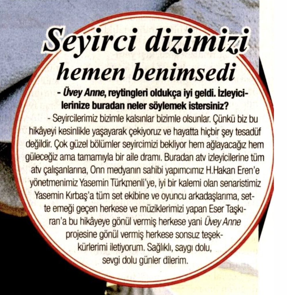 Değerli dostum, #ÜveyAnne nin erkek başrolü, kıymetli sanatçımız Kutsi’ye <a href="/sabah/">Sabah</a> gazetesine verdiği röportajındaki nazik sözleri için teşekkürlerimle… <a href="/OfficialKutsi/">Kutsi</a> 
<a href="/uveyannedizi/">uveyannedizi</a> <a href="/atvcomtr/">atv</a>