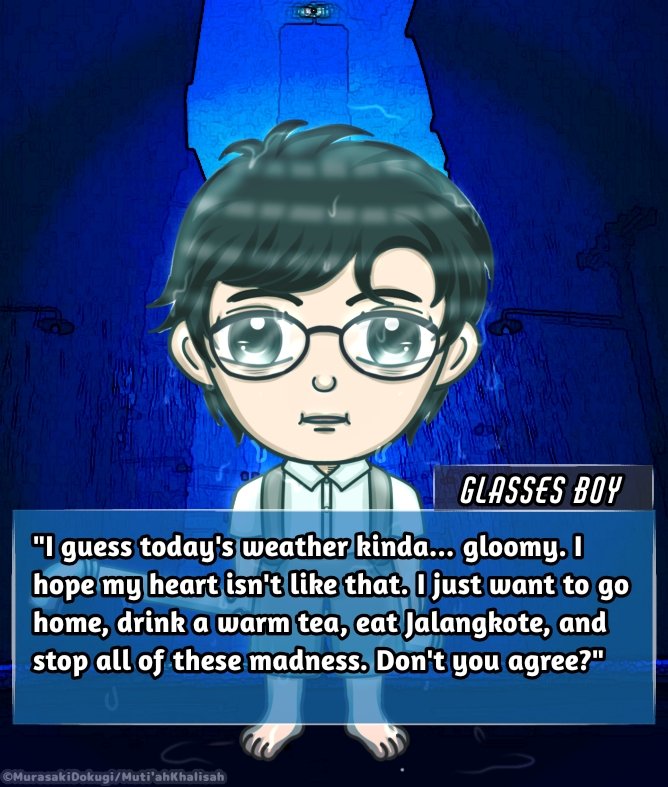 mutiah_khalisah's tweet photo. Glasses Boy (OC) credit to me. Background credit to Bandai Namco &amp; Tarsier Studios. #originalcharacter #Littlenightmares2 #ficlore #rainstorm #palecity https://t.co/0YlTNPuln8