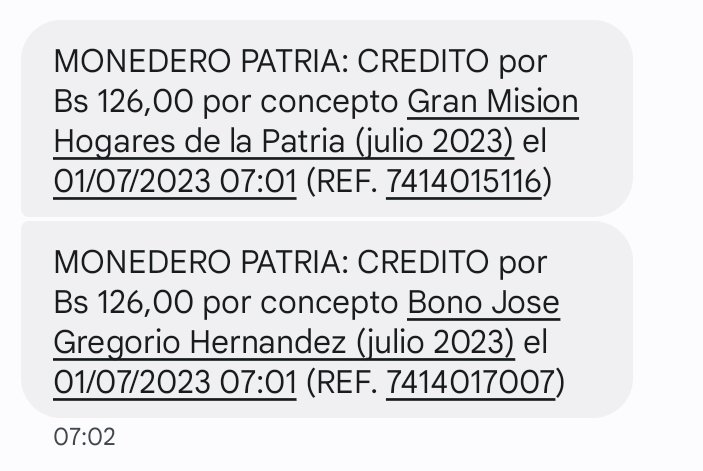 Bonos Protectores Social Al Pueblo (@bonossocial) on Twitter photo 🚨 #ATENCIÓN: Nuevas actualizaciones en los montos en los Programas de Protección Social (julio 2023) a través del Sistema <a href="/CarnetDLaPatria/">Carnet de la patria</a>
📌 #HogaresDeLaPatria de 3 integrantes Bs. 126,00
📌 Bono Dr. #JoséGregorioHernández Bs. 126,00
<a href="/BonosSocial/">Bonos Protectores Social Al Pueblo</a>
#ForoDeSaoPauloEsIntegracion 🚨 #ATENCIÓN: Nuevas actualizaciones en los montos en los Programas de Protección Social (julio 2023) a través del Sistema <a href="/CarnetDLaPatria/">Carnet de la patria</a>
📌 #HogaresDeLaPatria de 3 integrantes Bs. 126,00
📌 Bono Dr. #JoséGregorioHernández Bs. 126,00
<a href="/BonosSocial/">Bonos Protectores Social Al Pueblo</a>
#ForoDeSaoPauloEsIntegracion