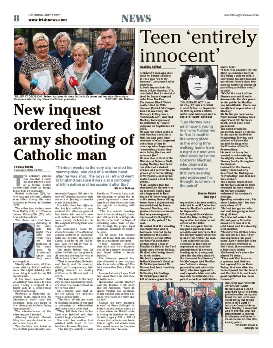 papertrailpro's tweet image. Families campaigning for truth and justice in the face of British state intransigence and lies will be inspired by the families of Patsy Kelly, Robert Anderson and Leo Norney #TimeForTruth