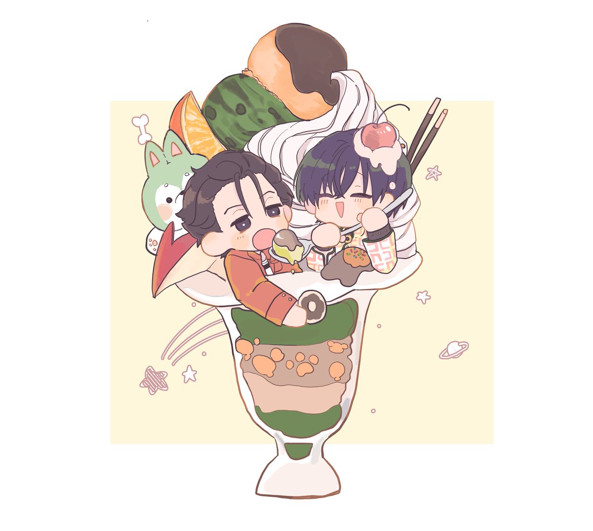 パフェの日(おそい)ふみいおちゃん🧡💚