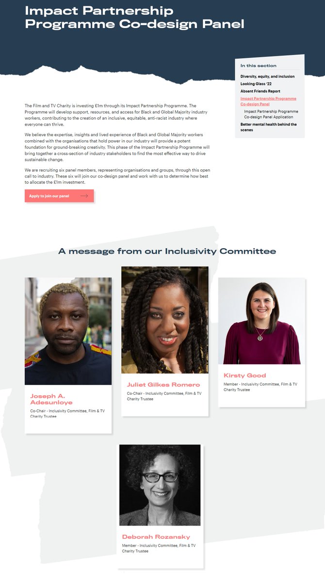 filmtvcharity.org.uk/leading-change… 
Apply 2 join us to codesign this great £1m programme for Global Majority workers in Film &amp; TV. Contributing to d creation of an inclusive, equitable, anti-racist industry where everyone can thrive. #Film #Filmmakers #TV #Cinema #Black #POC #GlobalMajority