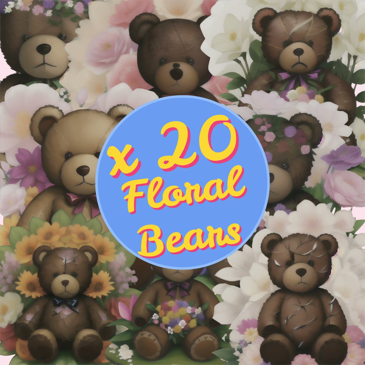 Shop my sale: 50% off. etsy.me/3poIPy3 #etsy #thedesignyouwant #etsyfinds #etsygifts #etsysale #etsycoupon #shopsmall get your #bears with #floral #digitalfiles ready to #resell on your #products, #floralbear, #floralbears, #bear,