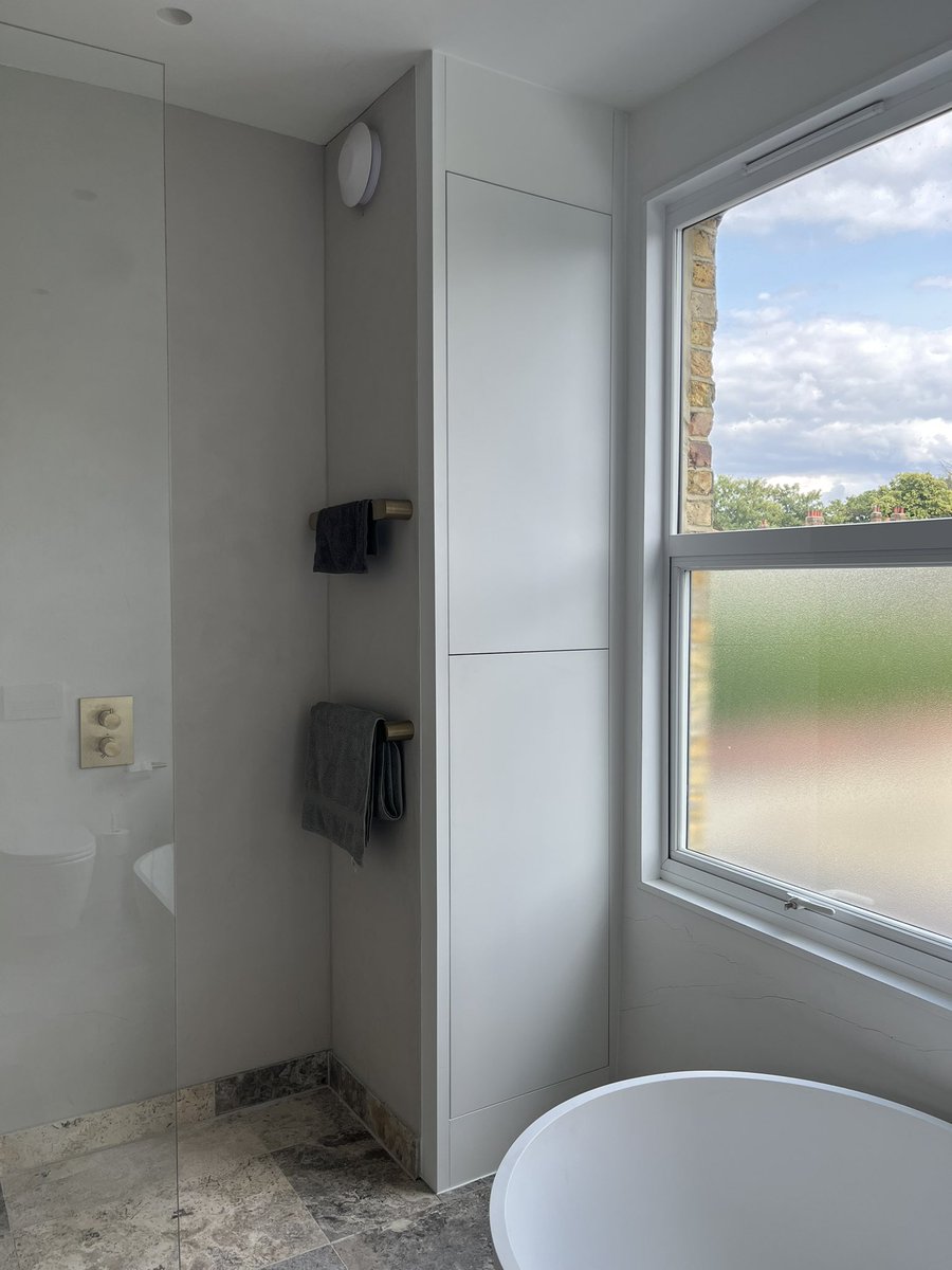 MakerTweets's tweet image. Bespoke bathroom furniture in walnut.