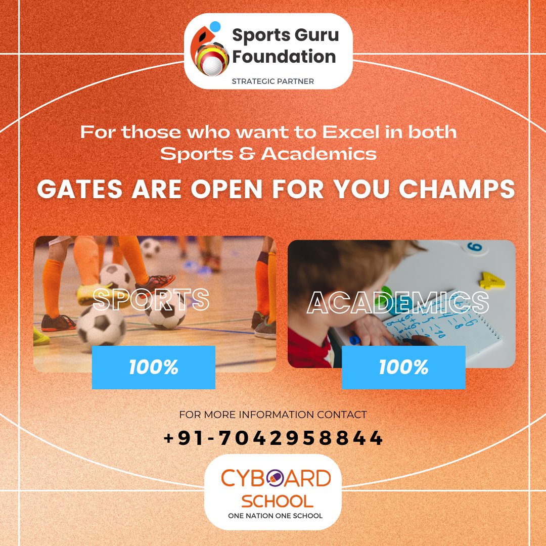 You can excel in Sports without compromising on your academics.
Contact us to know more.

Call/WhatsApp: +91-7042958844

#sportsandacademics #sportswithacademics #sportstraining #sports #sportscoaching #schooladmissions #sportsteam #sportsnews #toocoolforschool #alwayslearning