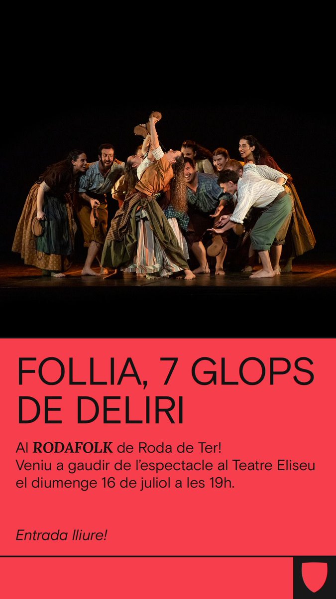 "Follia, 7 glops de deliri" al #Rodafolk diumenge 16 de juliol al <a href="/teatreeliseu/">Teatre Eliseu</a> de Roda de Ter a les 19h. Gratuït!