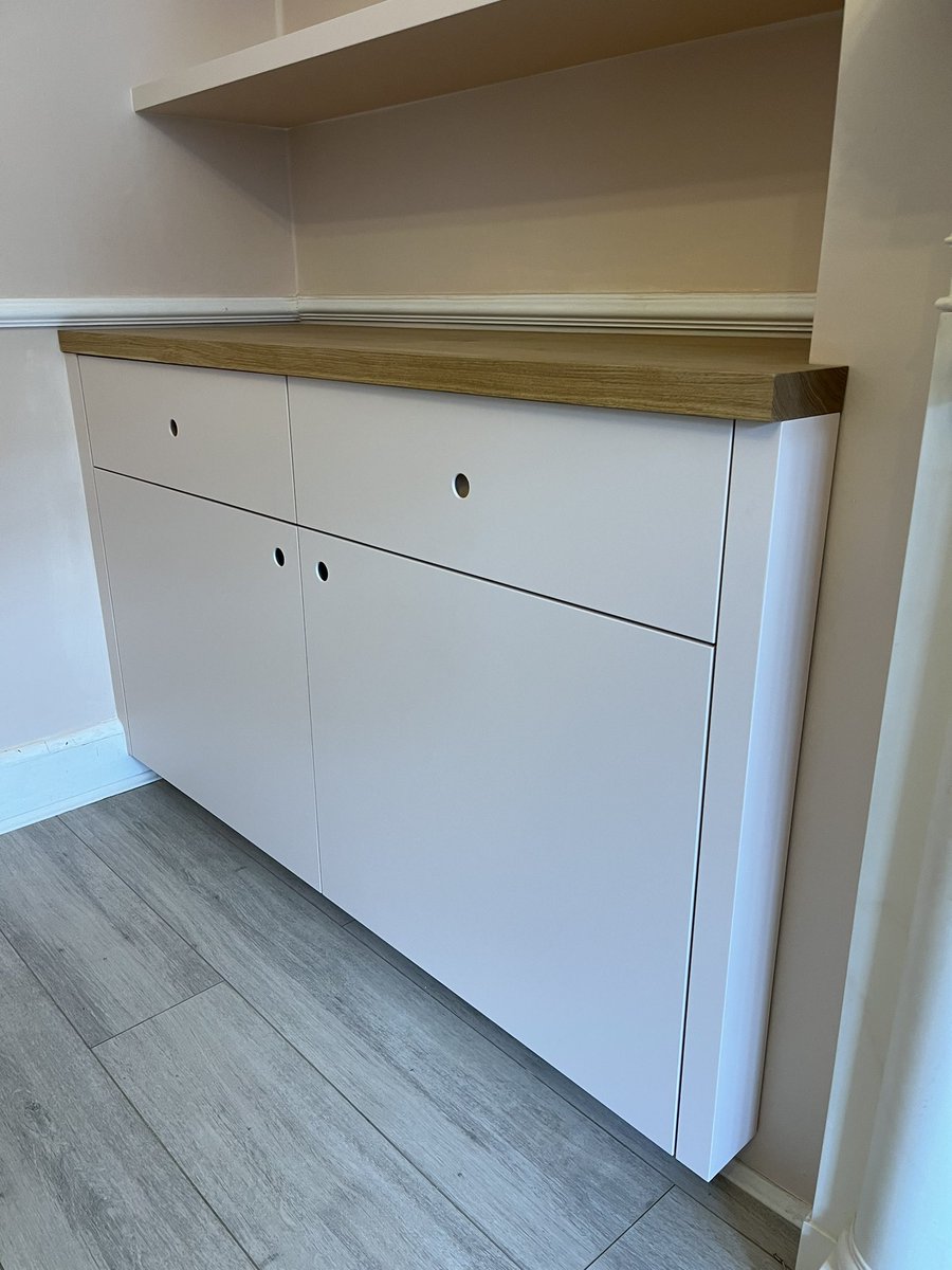 MakerTweets's tweet image. Alcove cabinets and drawers with solid oak tops