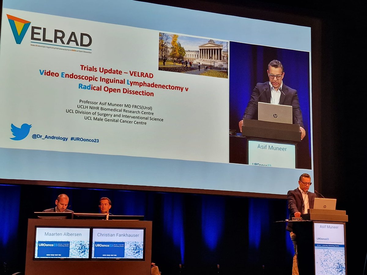 #UROonco23 #Gothenburg - proud to give a  ⁦@VELRAD1⁩ update - the first ⁦@NIHRresearch⁩ funded RCT for #penilecancer ⁦@MaartenAlbersen⁩ ⁦@CDFankhauser⁩ ⁦@UCLHresearch⁩ ⁦@uclh⁩  ⁦@UCLDivofSurgery⁩