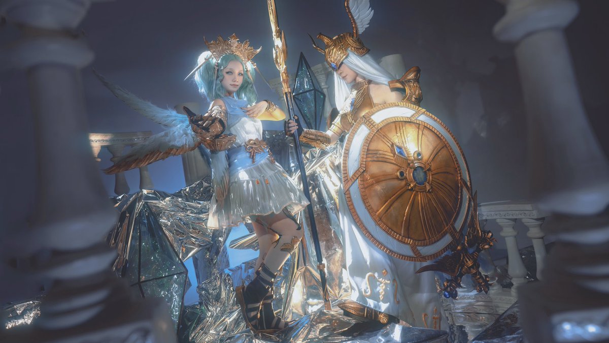 StarcrackSand_'s tweet photo. #FFXIV #ffxivcosplay 

「汝らの武勇、戦神に示してみせよ!」

「さあ、あなたたちの愛を感じさせて!」

🌕@StarcrackSand_  &amp;  ⚔️@yeranqiu https://t.co/VkPdMNFeWn