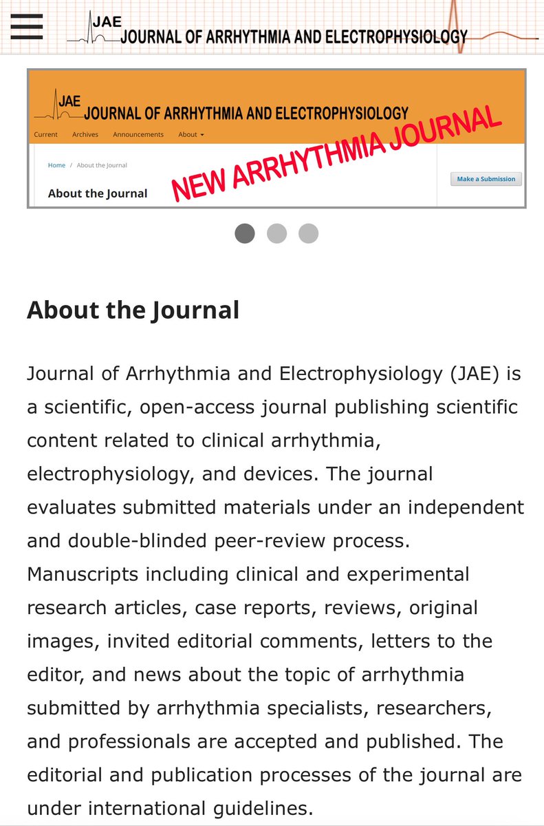 Please visit our new arrhythmia journal website! Thanks… #arrhythmia #EPeeps jaejournal.com Waiting for the submission of your valuable scientific content