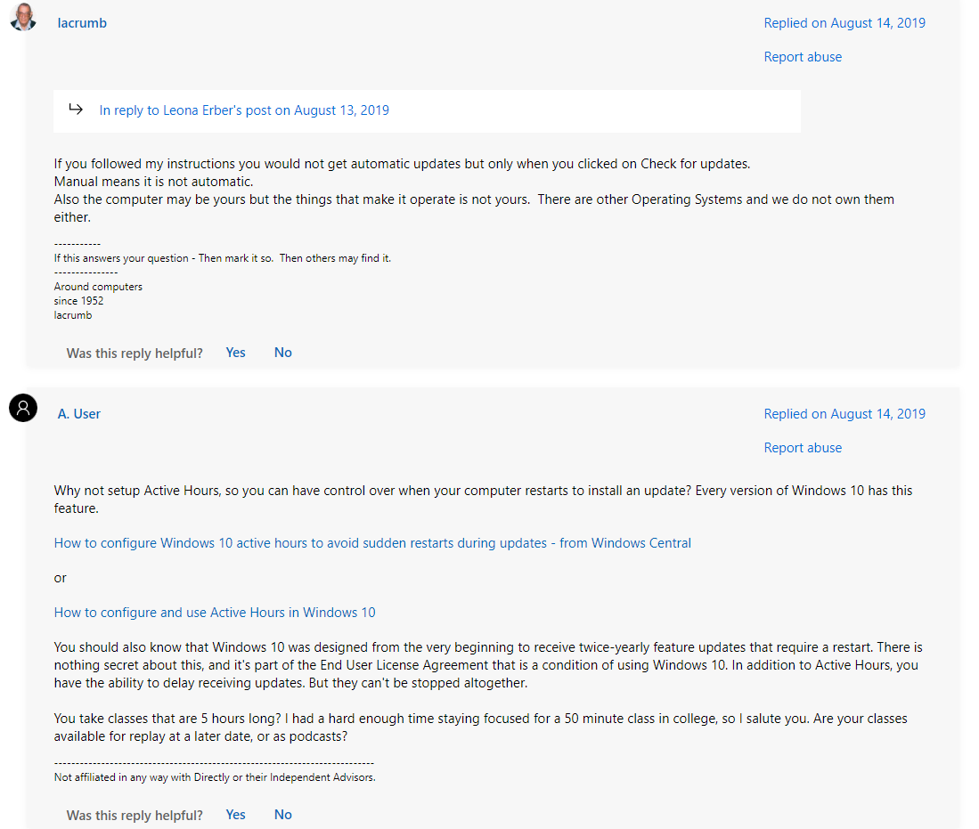 i remember the good old days of consumer tech when windows didn't ignore your settings and force update while you're asleep, trashing all unsaved work

at least now you can go on microsoft forums so random fanboys can tell you "too bad, u don't own your OS"