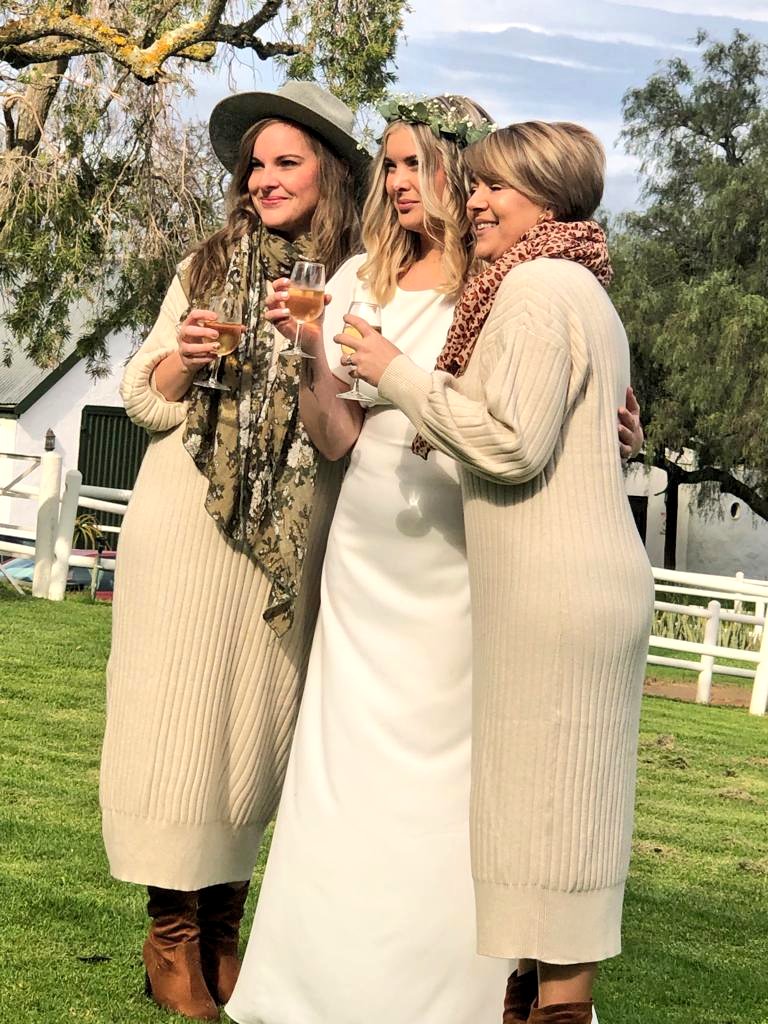 The three sister's in law on a cold June wedding day