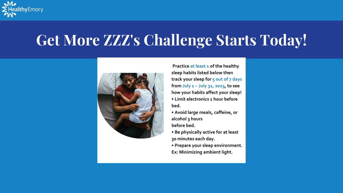 EmoryFSAP's tweet image. Get More ZZZ&apos;s Challenge starts today! See the link in our bio for more info.