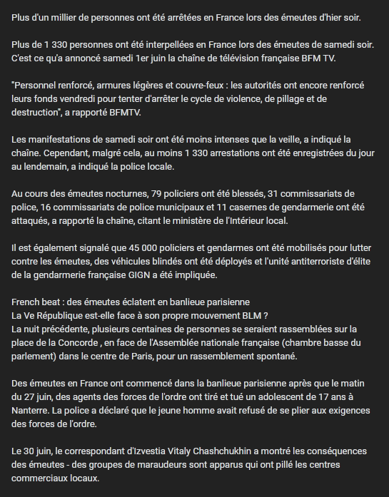 Vladivoscope's tweet photo. Plus d'un #millier de personnes ont été #arrêtées en #France lors des émeutes d'hier soir.
https://t.co/nElgEjk8Fd https://t.co/bQbUjWHUJj