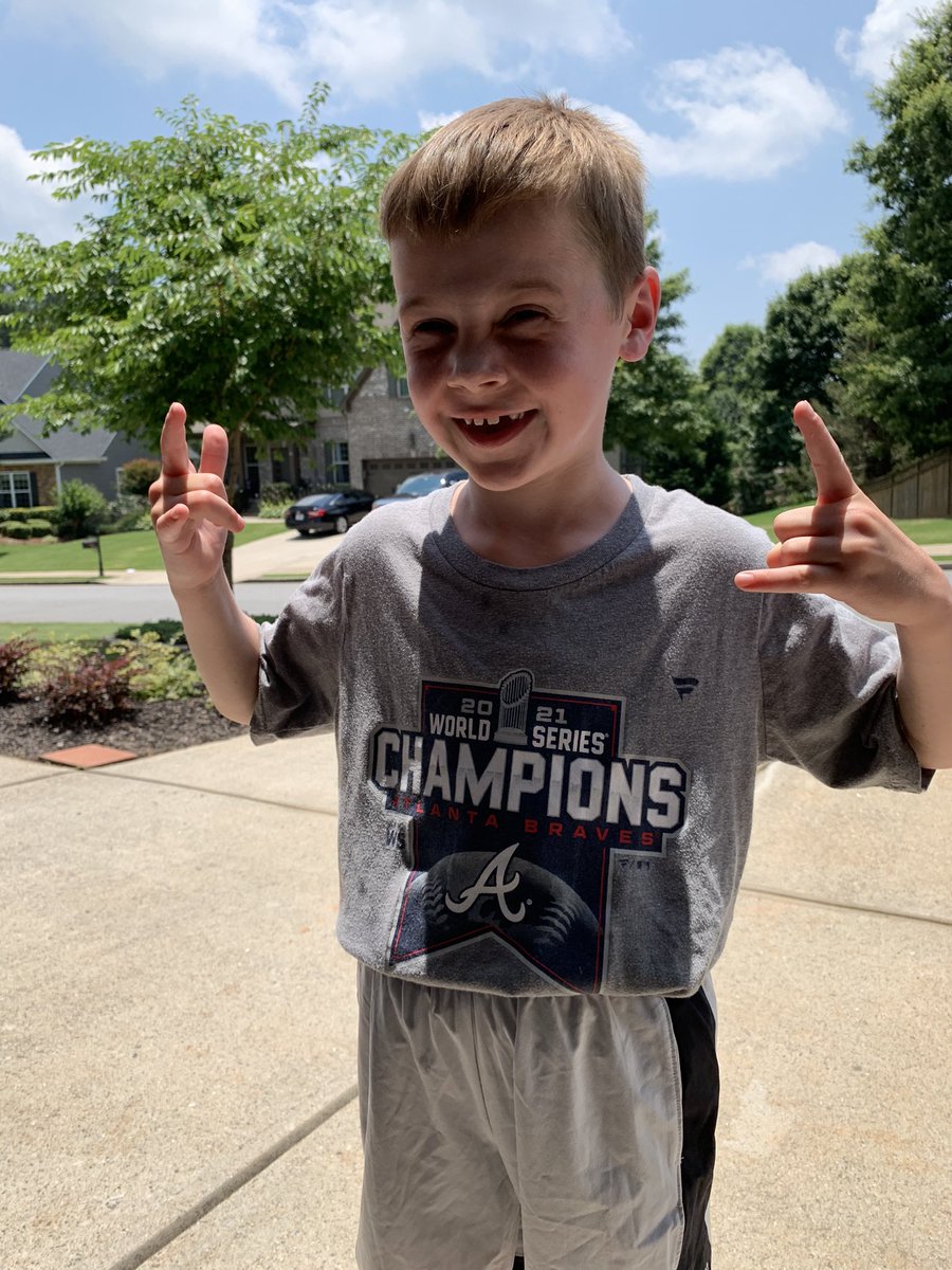 It’s this 7-year-old’s first <a href="/Braves/">Atlanta Braves</a> baseball game! He’s super excited to go Marlin fishin today at Truist Park!