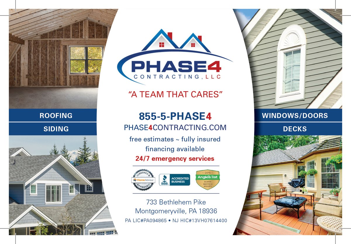 ROOFING-SIDING-DECKS
Call now and let a team that cares handle your next project 267-649-7609