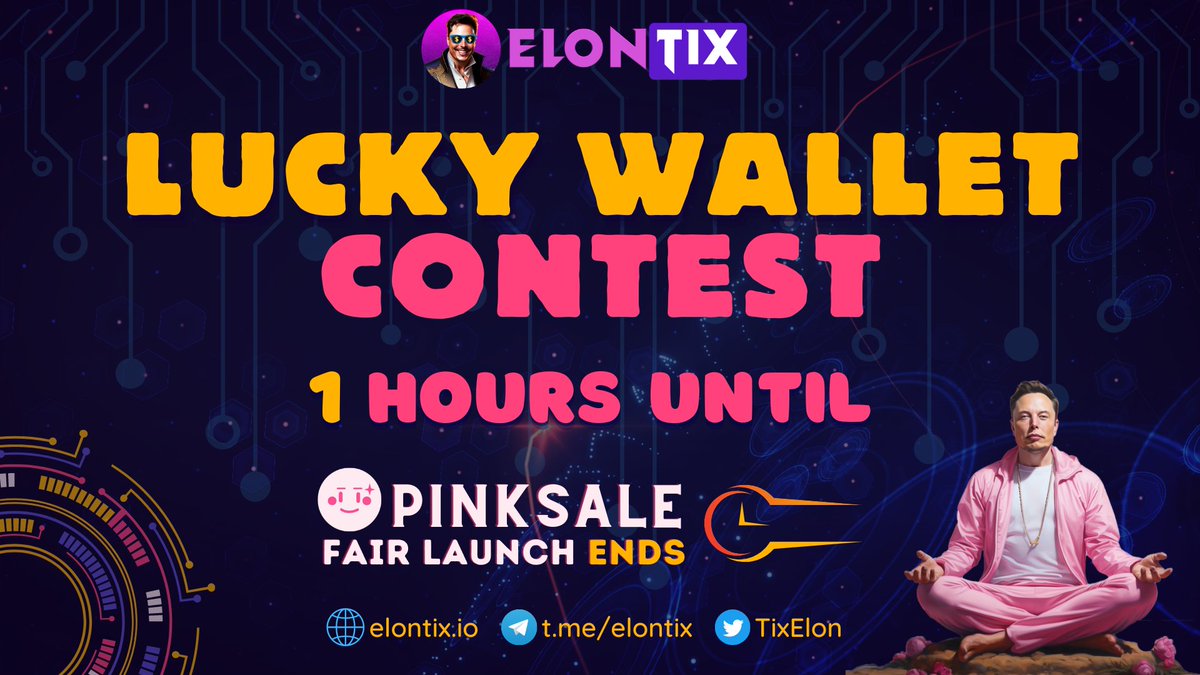 cryptoseeeker's tweet photo. ⚡️LUCKY WALLET CONTEST⚡️

✅ Buy > 0.1 ETH in the last 1 hour of our sale 
✅ Get a chance to join our lucky wallet raffle
✅ Win 1 ETH

⚪️ Pinksale FL (ETH) - https://t.co/bsneKsxtVo

#pinksale #fairlaunch #elontix https://t.co/fC7XSvLHVC