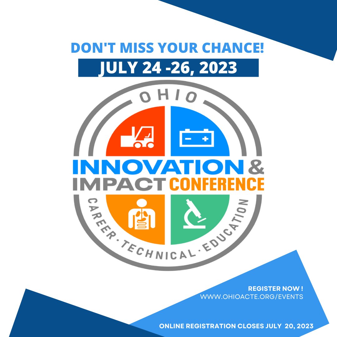Get ready for a game-changing event! The 2023 Innovation & Impact Conference is just around the corner, bringing together visionaries & thought leaders from across the state. Don't miss out on this incredible opportunity to shape the future!
#InnovationandImpact #CareerTechOhio