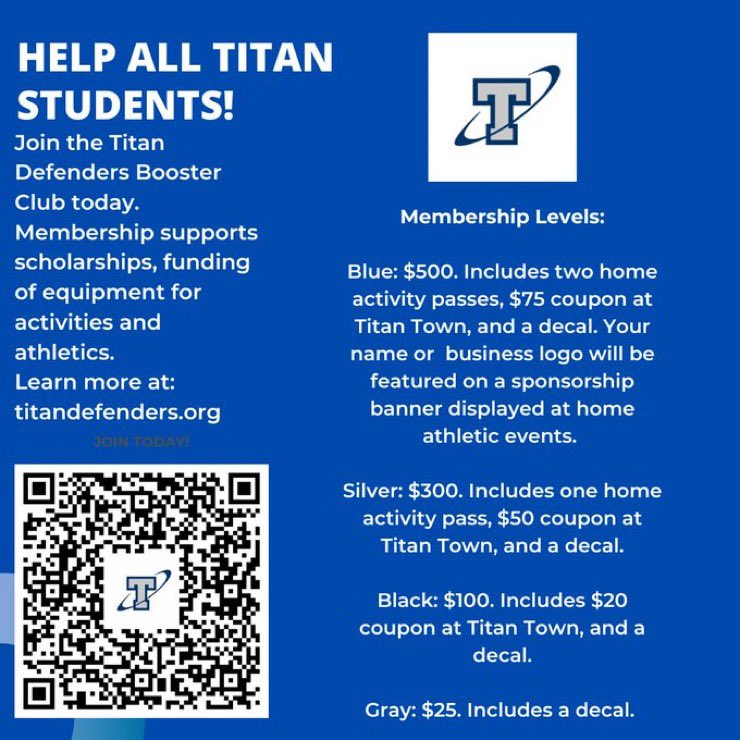 The Defenders are such a huge support for PLSHS!  Join now for the 23-24 school year!