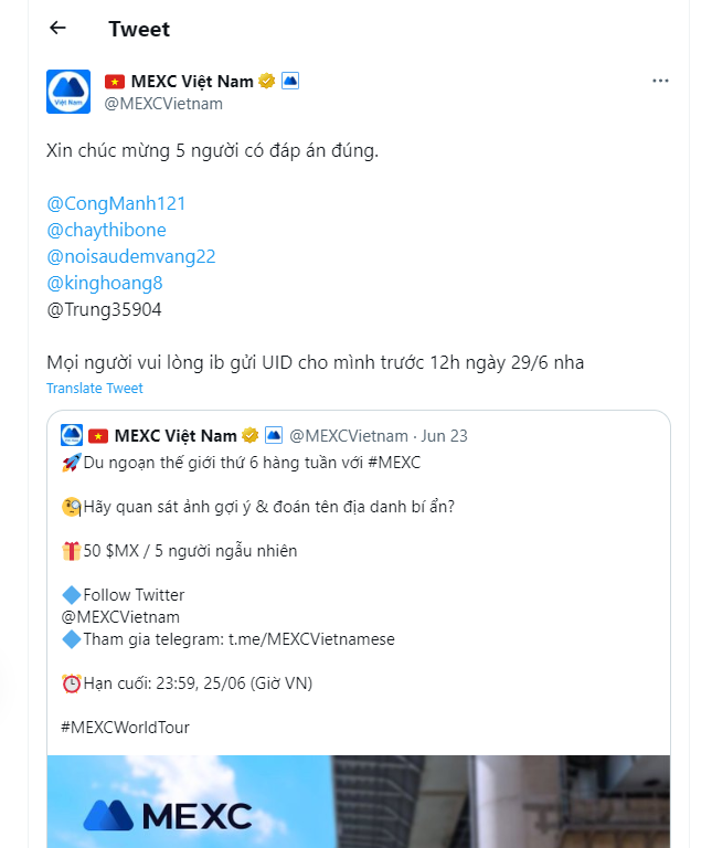 kinghoang8's tweet photo. @MEXCVietnam ủa sao sự kiện đoán này mình trúng mà ko đc trả vậy trong khi mn đc trả rồi https://t.co/LNc3hjBuDW https://t.co/CF3JiKIi4q